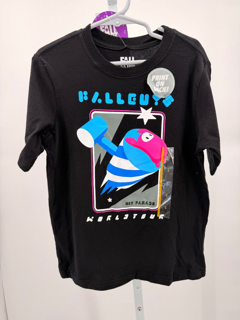 Fall Guys World Tour T-Shirt Kids’ Small Black Graphic Front & Back NWT